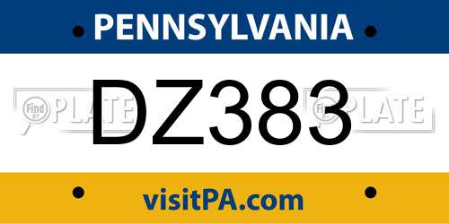 DZ383 Pennsylvania License Plate