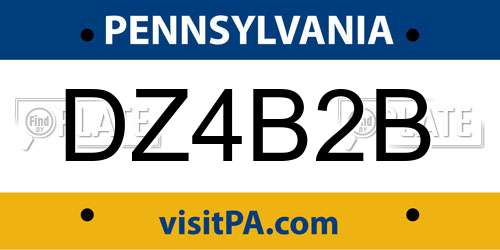 DZ4B2B Pennsylvania License Plate