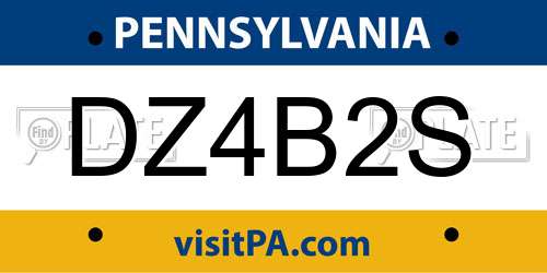 DZ4B2S Pennsylvania License Plate