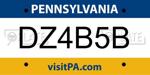 DZ4B5B Pennsylvania License Plate