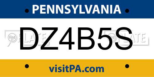 DZ4B5S Pennsylvania License Plate