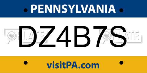 DZ4B7S Pennsylvania License Plate
