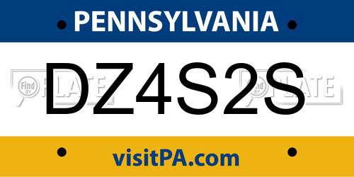 DZ4S2S Pennsylvania License Plate