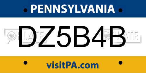 DZ5B4B Pennsylvania License Plate