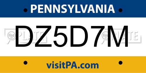 DZ5D7M Pennsylvania License Plate