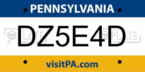 DZ5E4D Pennsylvania License Plate
