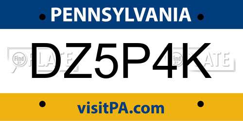 DZ5P4K Pennsylvania License Plate