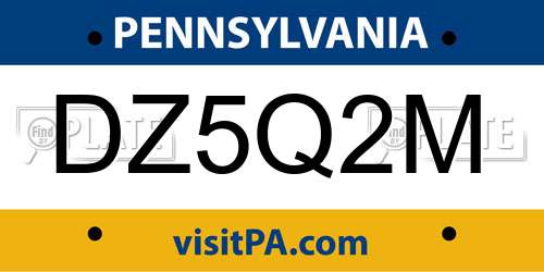 DZ5Q2M Pennsylvania License Plate