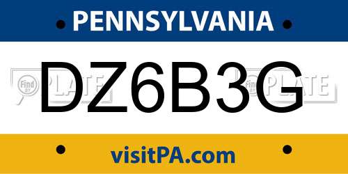 DZ6B3G Pennsylvania License Plate