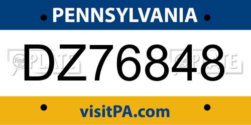 DZ76848 Pennsylvania License Plate