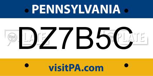 DZ7B5C Pennsylvania License Plate