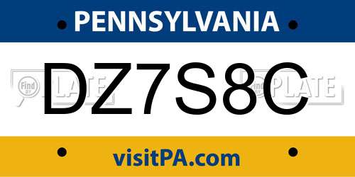 DZ7S8C Pennsylvania License Plate