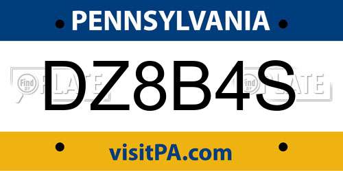 DZ8B4S Pennsylvania License Plate