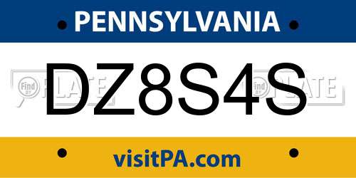 DZ8S4S Pennsylvania License Plate