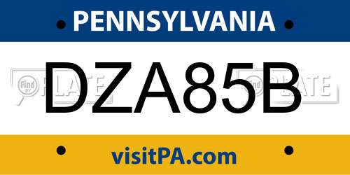 DZA85B Pennsylvania License Plate