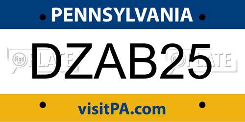 DZAB25 Pennsylvania License Plate