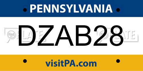 DZAB28 Pennsylvania License Plate