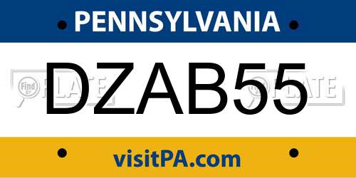 DZAB55 Pennsylvania License Plate