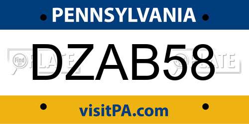 DZAB58 Pennsylvania License Plate