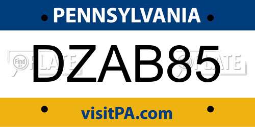 DZAB85 Pennsylvania License Plate