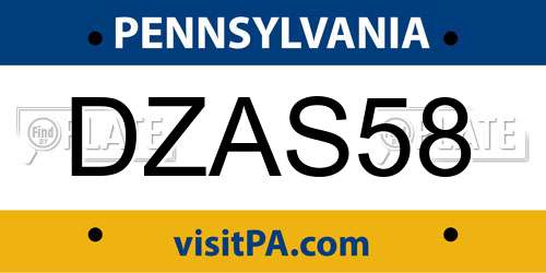 DZAS58 Pennsylvania License Plate