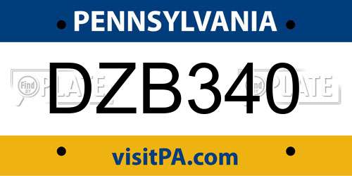 DZB340 Pennsylvania License Plate