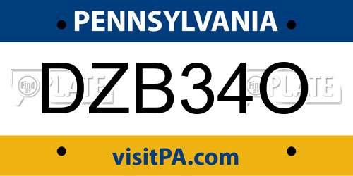 DZB34O Pennsylvania License Plate