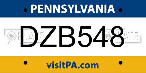DZB548 Pennsylvania License Plate