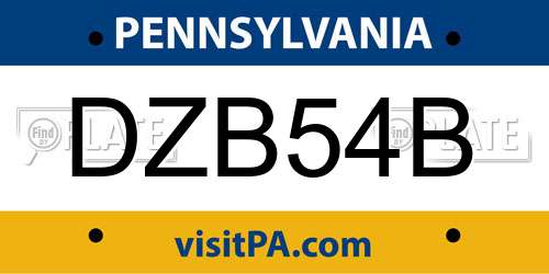 DZB54B Pennsylvania License Plate