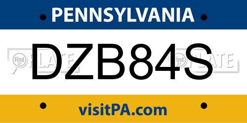 DZB84S Pennsylvania License Plate
