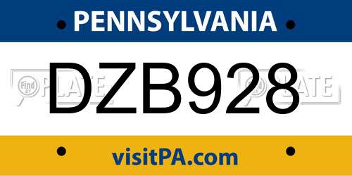 DZB928 Pennsylvania License Plate