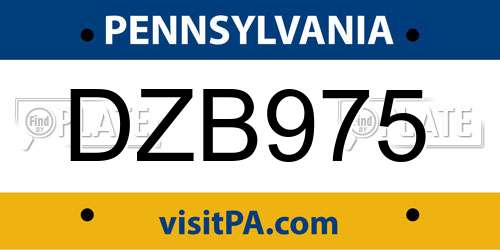 DZB975 Pennsylvania License Plate