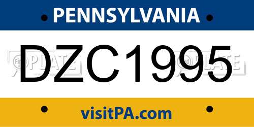 DZC1995 Pennsylvania License Plate