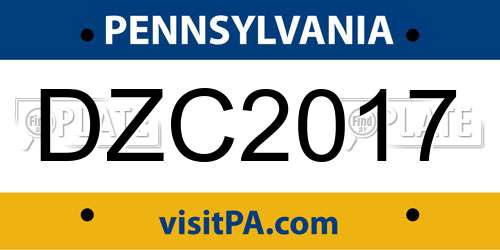 DZC2017 Pennsylvania License Plate