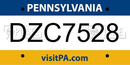 DZC7528 Pennsylvania License Plate