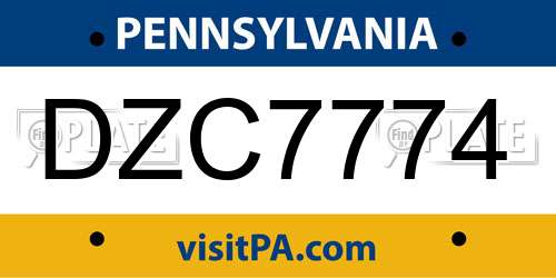 DZC7774 Pennsylvania License Plate