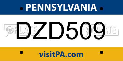 DZD509 Pennsylvania License Plate