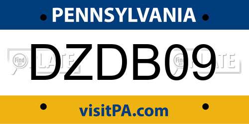 DZDB09 Pennsylvania License Plate