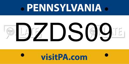 DZDS09 Pennsylvania License Plate