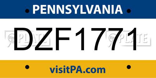 DZF1771 Pennsylvania License Plate
