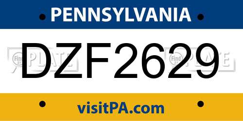 DZF2629 Pennsylvania License Plate