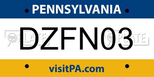 DZFN03 Pennsylvania License Plate