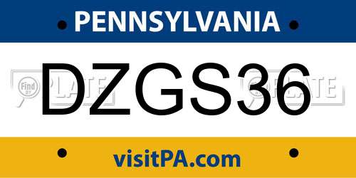 DZGS36 Pennsylvania License Plate