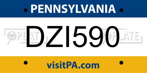 DZI590 Pennsylvania License Plate