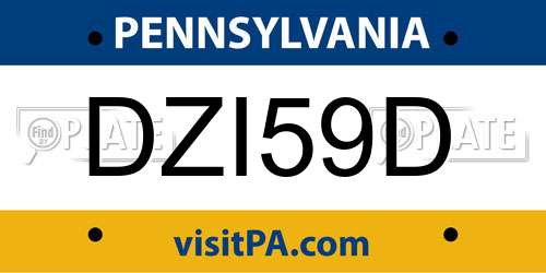 DZI59D Pennsylvania License Plate