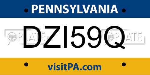 DZI59Q Pennsylvania License Plate