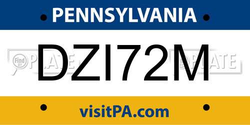 DZI72M Pennsylvania License Plate