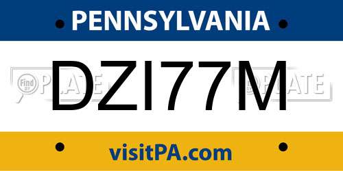 DZI77M Pennsylvania License Plate