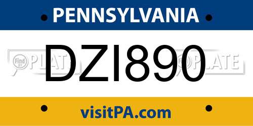 DZI890 Pennsylvania License Plate