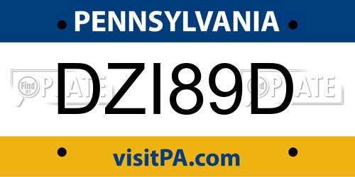 DZI89D Pennsylvania License Plate